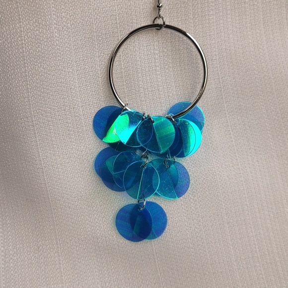 Holographic Hype Iridescent Blue Green Paparazzi Earrings - Picture 2 of 6